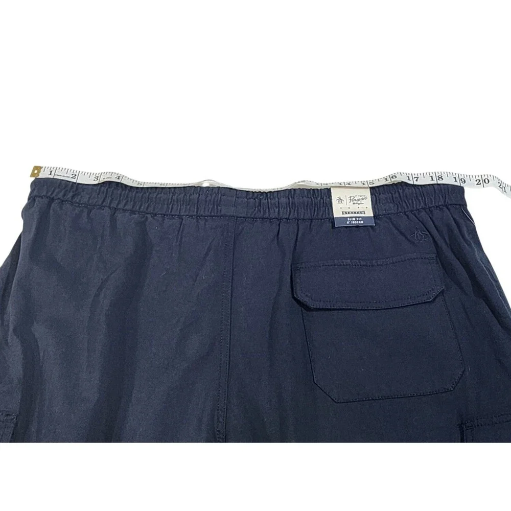 Penguin Mens Slim Fit Stretch Cargo Shorts XL Dark Sapphire Nwt Casual Golf Work